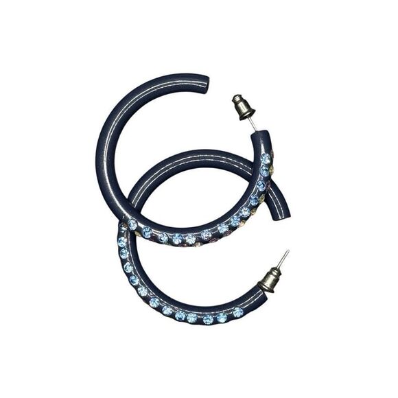 Caché navy hoops with multi color crystal detail - Picture 4 of 5